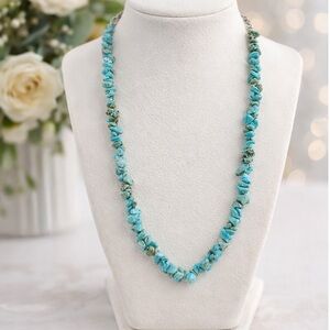Turquoise Style Natural Stone Chip Necklace Adjustable Boho Southwestern